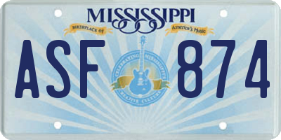 MS license plate ASF874