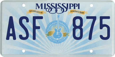 MS license plate ASF875