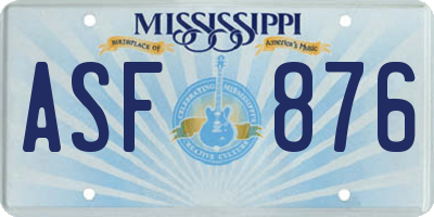 MS license plate ASF876
