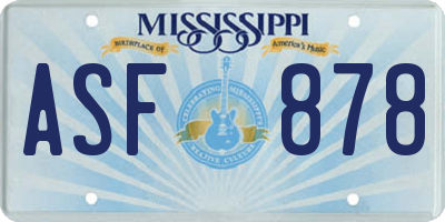 MS license plate ASF878