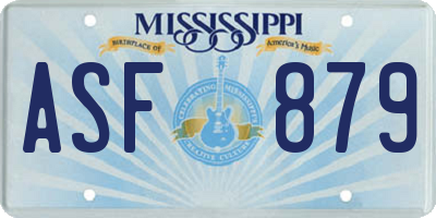 MS license plate ASF879