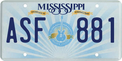 MS license plate ASF881