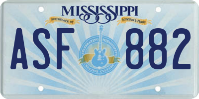 MS license plate ASF882