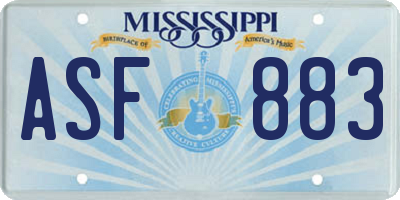 MS license plate ASF883