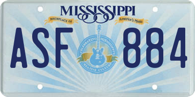 MS license plate ASF884