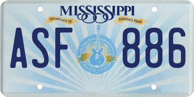 MS license plate ASF886