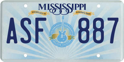 MS license plate ASF887