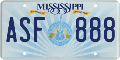 MS license plate ASF888