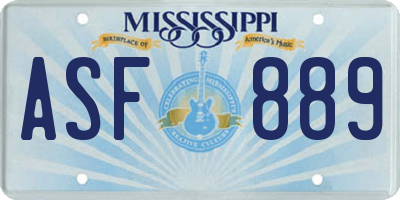 MS license plate ASF889