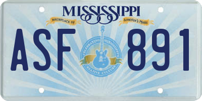 MS license plate ASF891