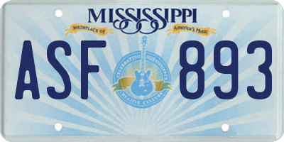 MS license plate ASF893