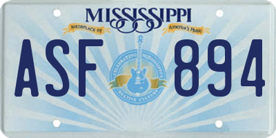 MS license plate ASF894