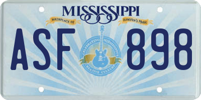 MS license plate ASF898