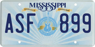 MS license plate ASF899