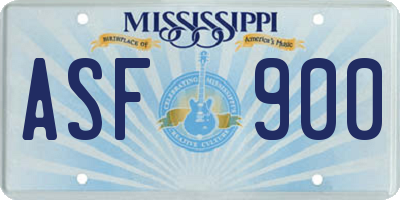 MS license plate ASF900