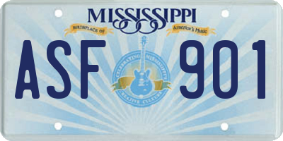 MS license plate ASF901