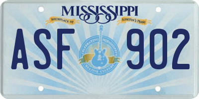 MS license plate ASF902