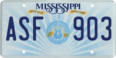 MS license plate ASF903