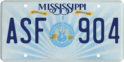 MS license plate ASF904