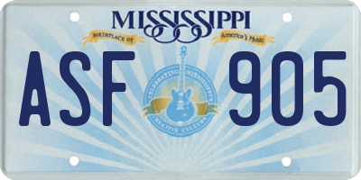MS license plate ASF905