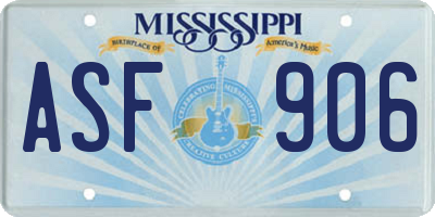 MS license plate ASF906