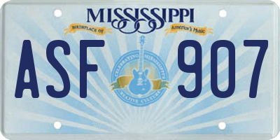 MS license plate ASF907