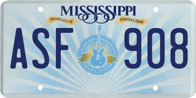 MS license plate ASF908