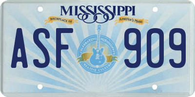 MS license plate ASF909