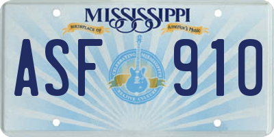 MS license plate ASF910