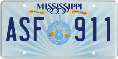 MS license plate ASF911
