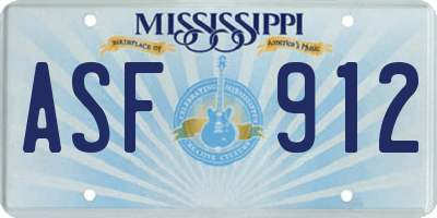 MS license plate ASF912
