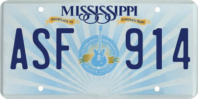 MS license plate ASF914