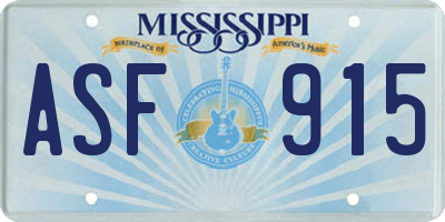 MS license plate ASF915