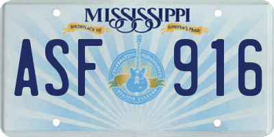 MS license plate ASF916