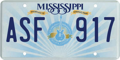 MS license plate ASF917