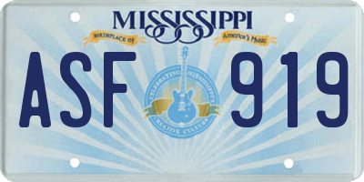 MS license plate ASF919