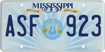 MS license plate ASF923
