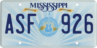 MS license plate ASF926