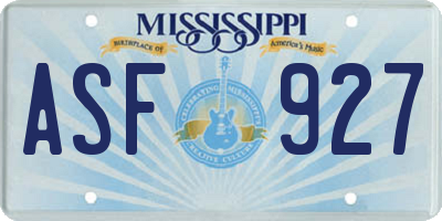 MS license plate ASF927