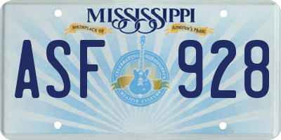 MS license plate ASF928