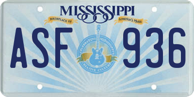 MS license plate ASF936