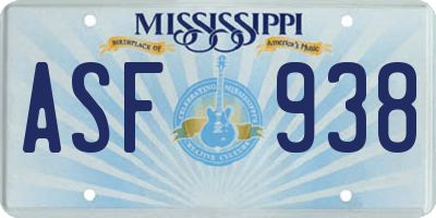 MS license plate ASF938
