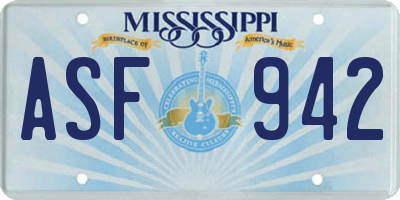 MS license plate ASF942