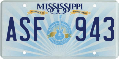 MS license plate ASF943