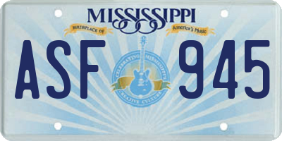 MS license plate ASF945