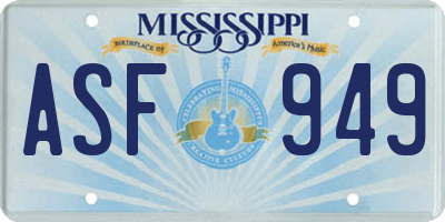 MS license plate ASF949