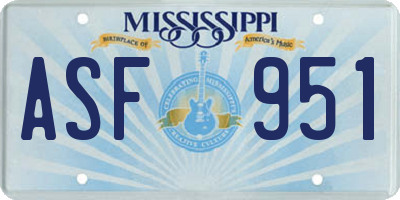 MS license plate ASF951