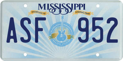 MS license plate ASF952