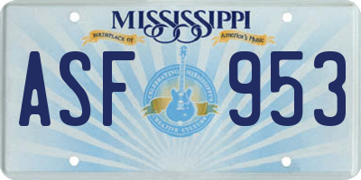 MS license plate ASF953