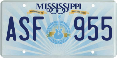 MS license plate ASF955